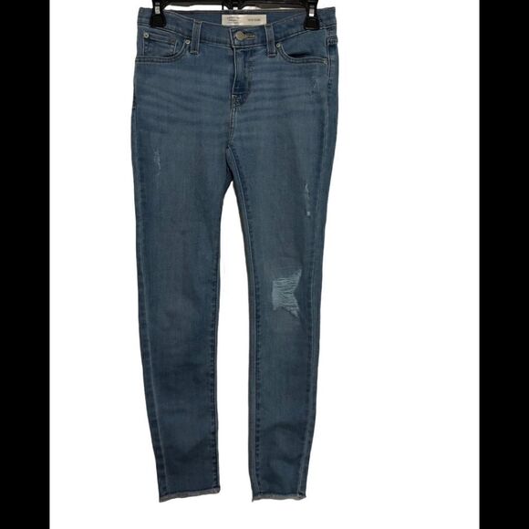 Levis Girls Jeans Sz 14 Adjustable Waist Skinny Distressed Destructed - Picture 1 of 10